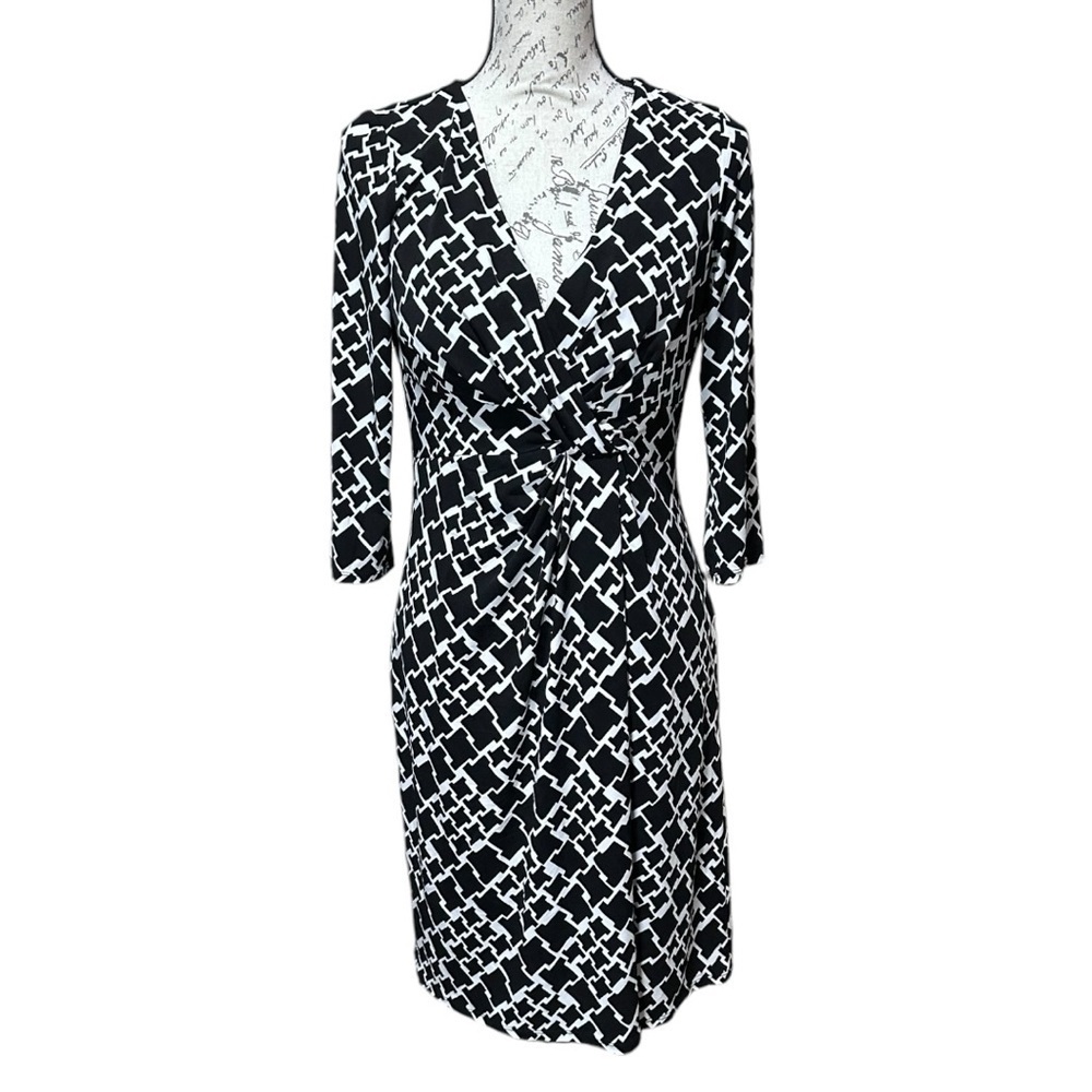 WHBM Black and White Midi Dress Size 8